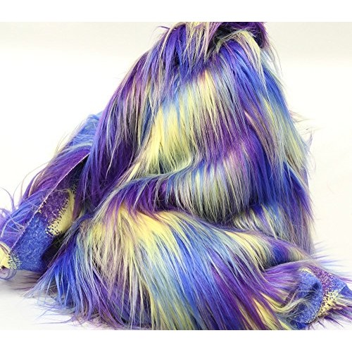 Faux Fur Fabric Long Pile 3 Tone Rainbow Yellow Blue Purple / 60 ...